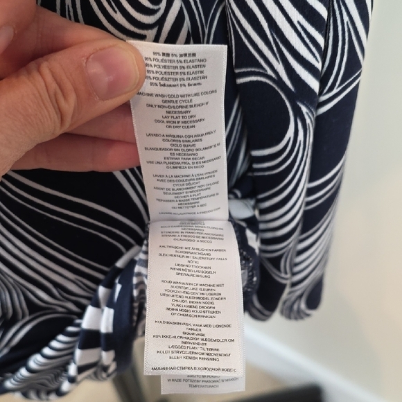 Michael Michael Kors Navy and White Abstract Print Long Sleeve Dress Small - Picture 6 of 8